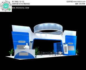 藍色科技產品展廳3D模型素材免費下載，編號1813088紅動網推薦